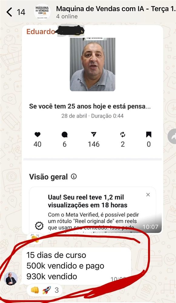 Eduardo, 500k pago e 930k vendido em 15 dias