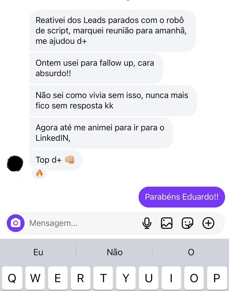 Reativou leads parados com o robô de script e marcou reunião