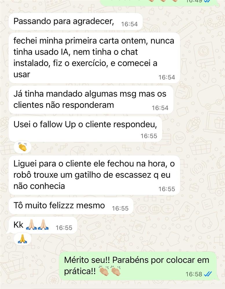 Primeira carta fechada com follow up e gatilho de escassez
