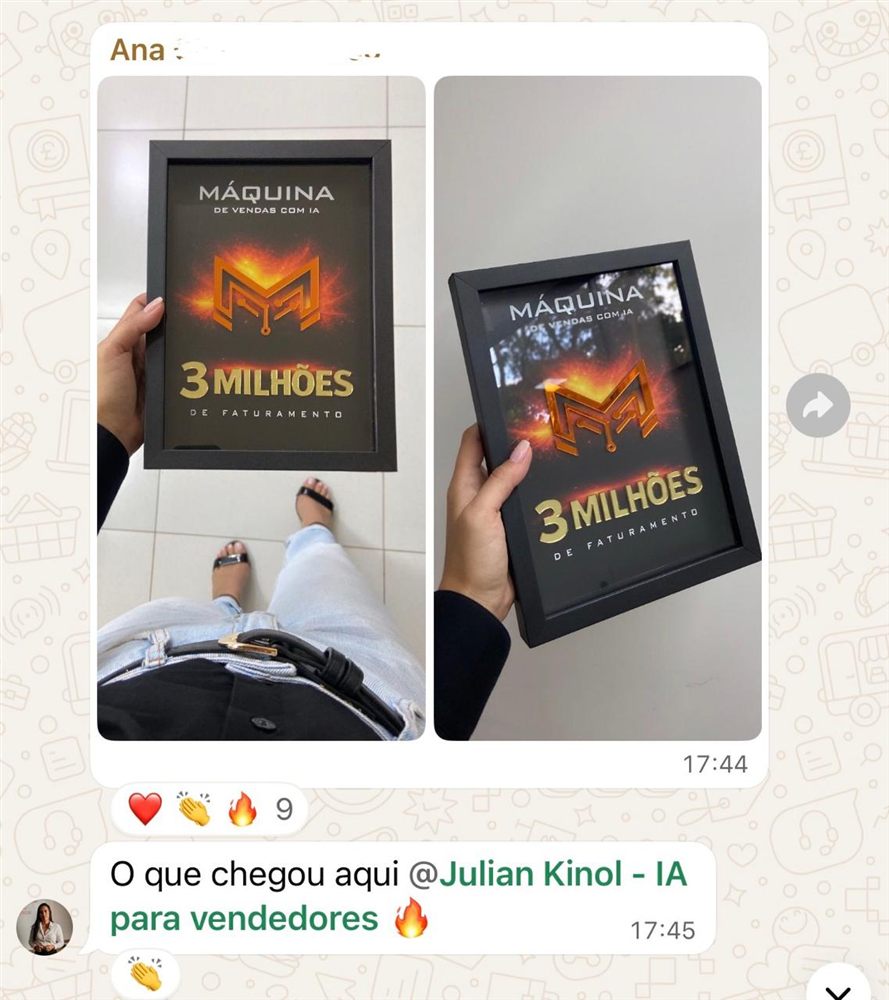 Ana recebeu a plaquinha de 3 milhões