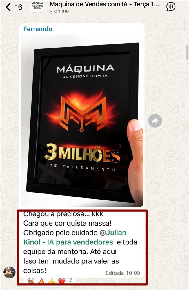 Fernando recebeu a plaquinha de 3 milhões